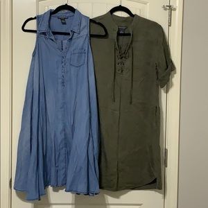 Chelsea & Theodore 2 chambray dresses. Small.